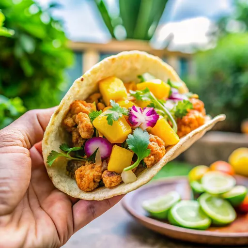 Tacos z kalafiorem i mango z salsą z czerwonej cebuli